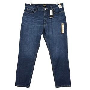 Lee Mens Night Shade Blue Stretch Denim Jeans 38x32 Relaxed Fit Straight Leg NWT